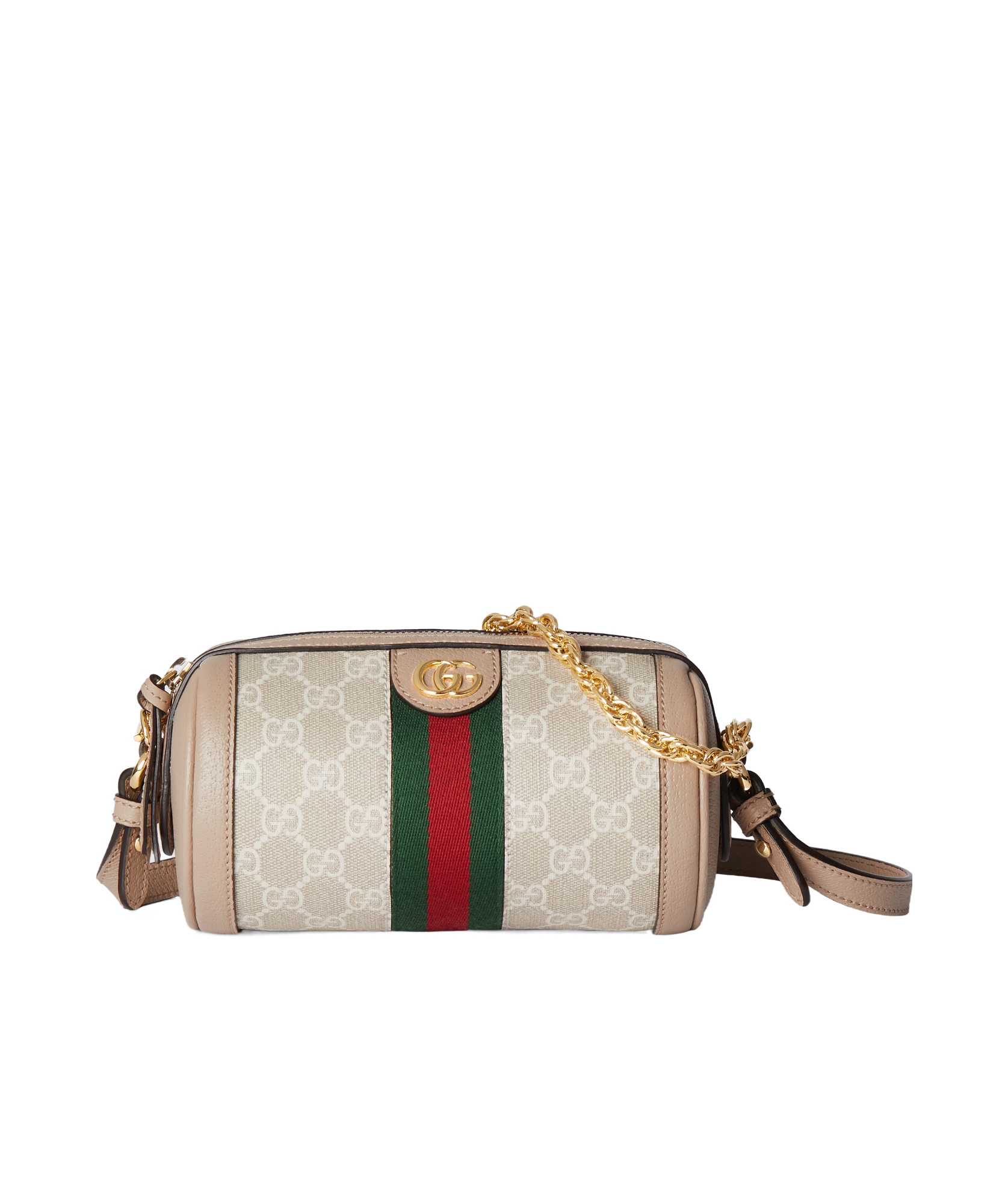 Gucci Brown Canvas Ophidia Mini Shoulder Bag In Nude