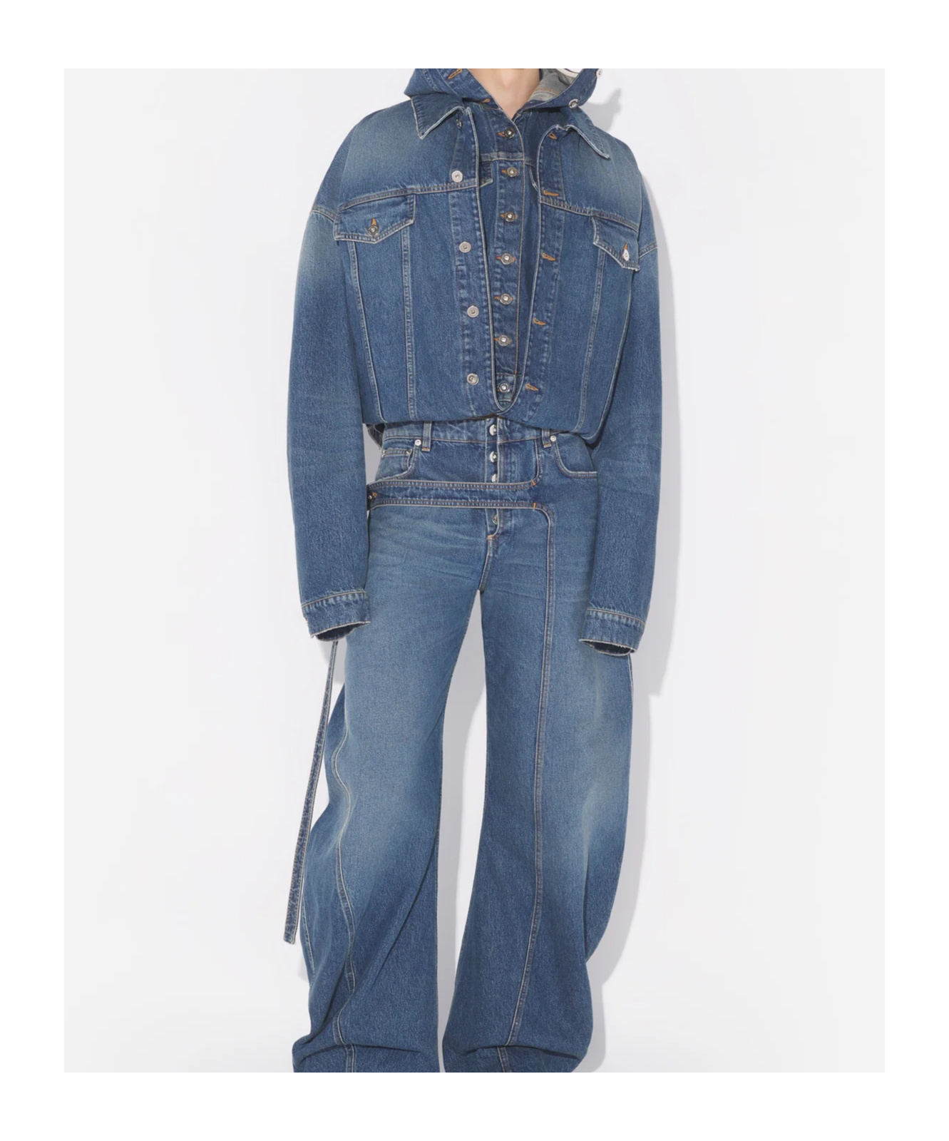 Jean Paul Gaultier Double Layer Hooded Denim Jacket