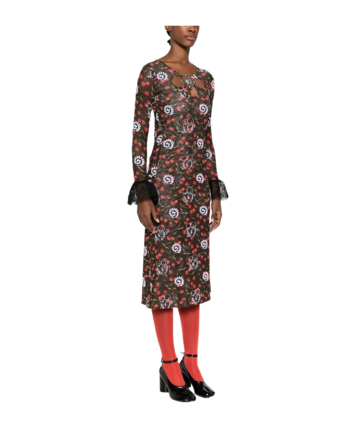 Chopova Lowena Windsucker Translucent Mid-length Dress In Black