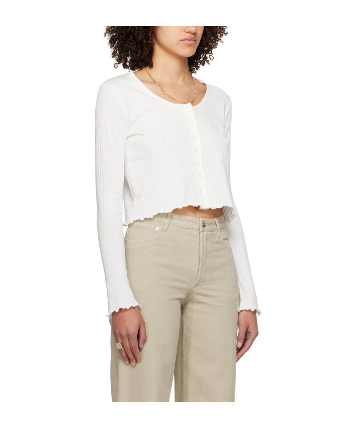 Apc Lettuce Rimmed Knitted Cardigan In White