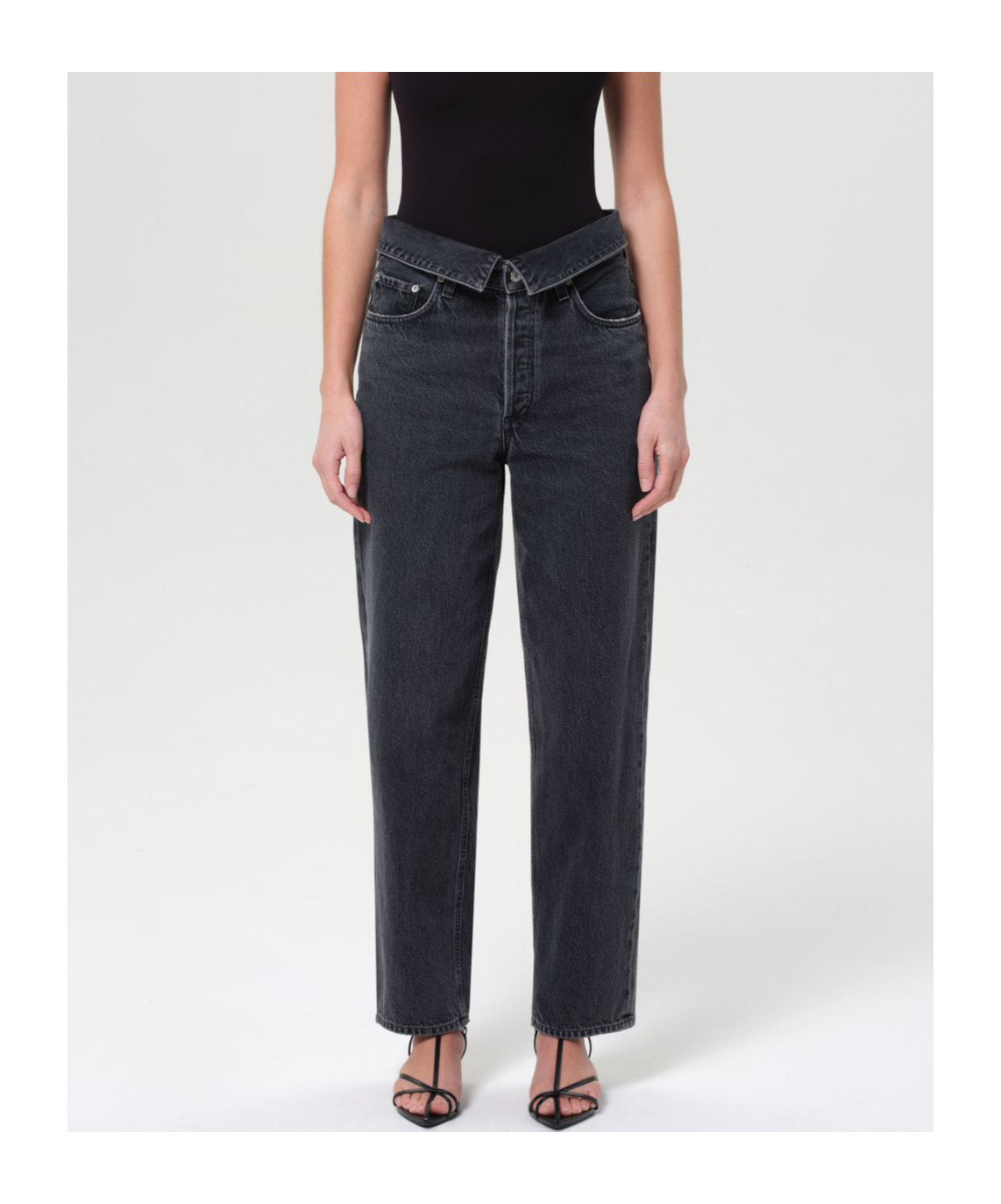 Agolde Echo High-rise Tapered-leg Jeans In Black