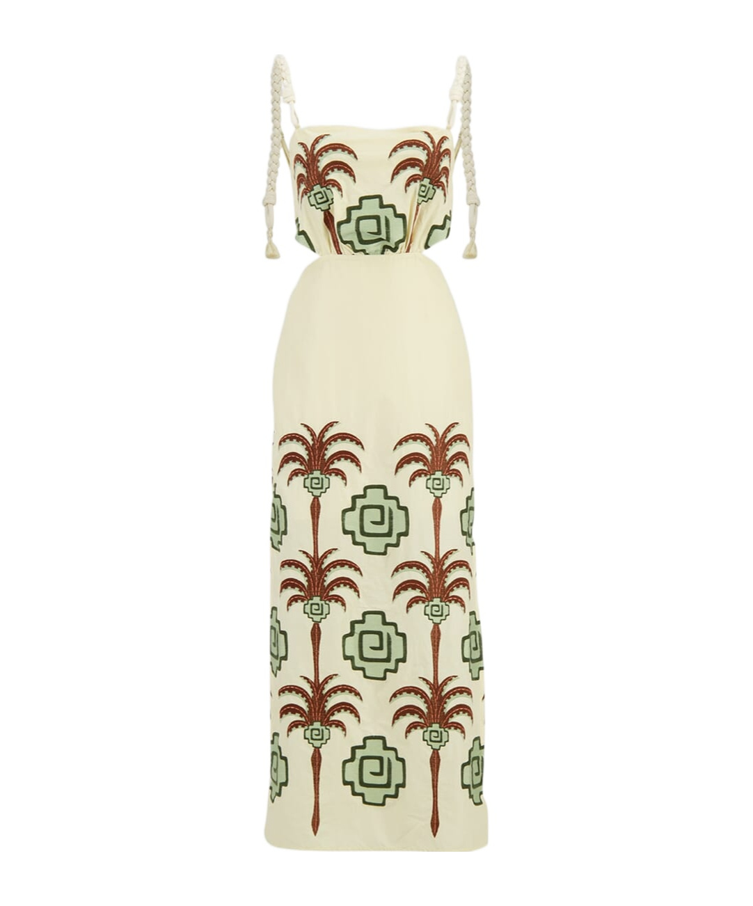 Johanna Ortiz Tributaries Palm-tree Embroidered Cut-out Maxi Dress In Multi