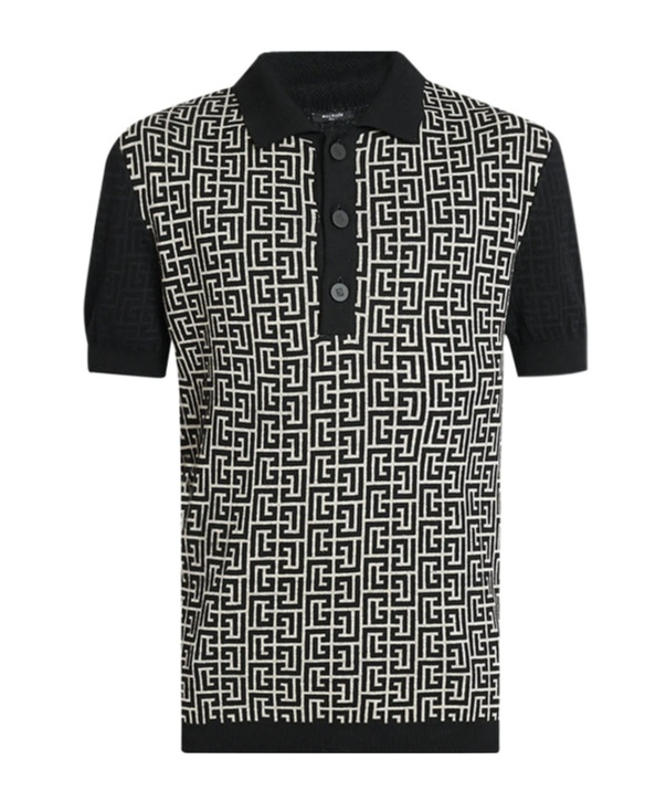 Balmain Monogram Pattern Polo With Classic Collar