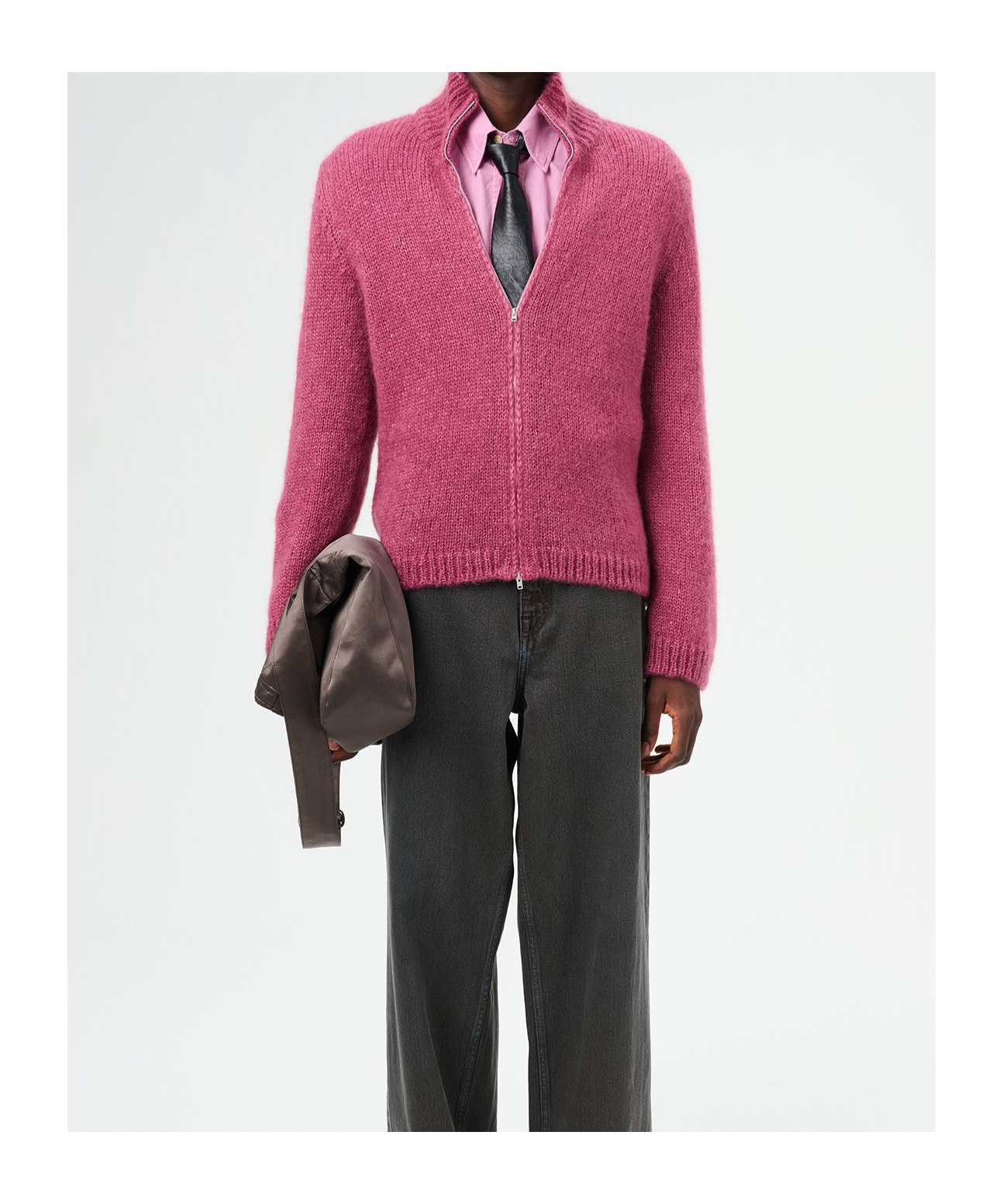 Our Legacy Neck Cardigan With Zipper And Fun In Red