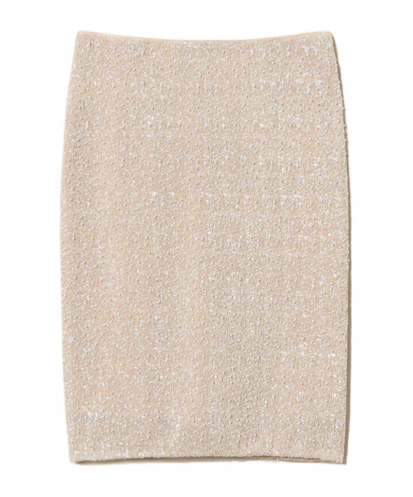 Shop Twinset Sequinned Skirt In Nude