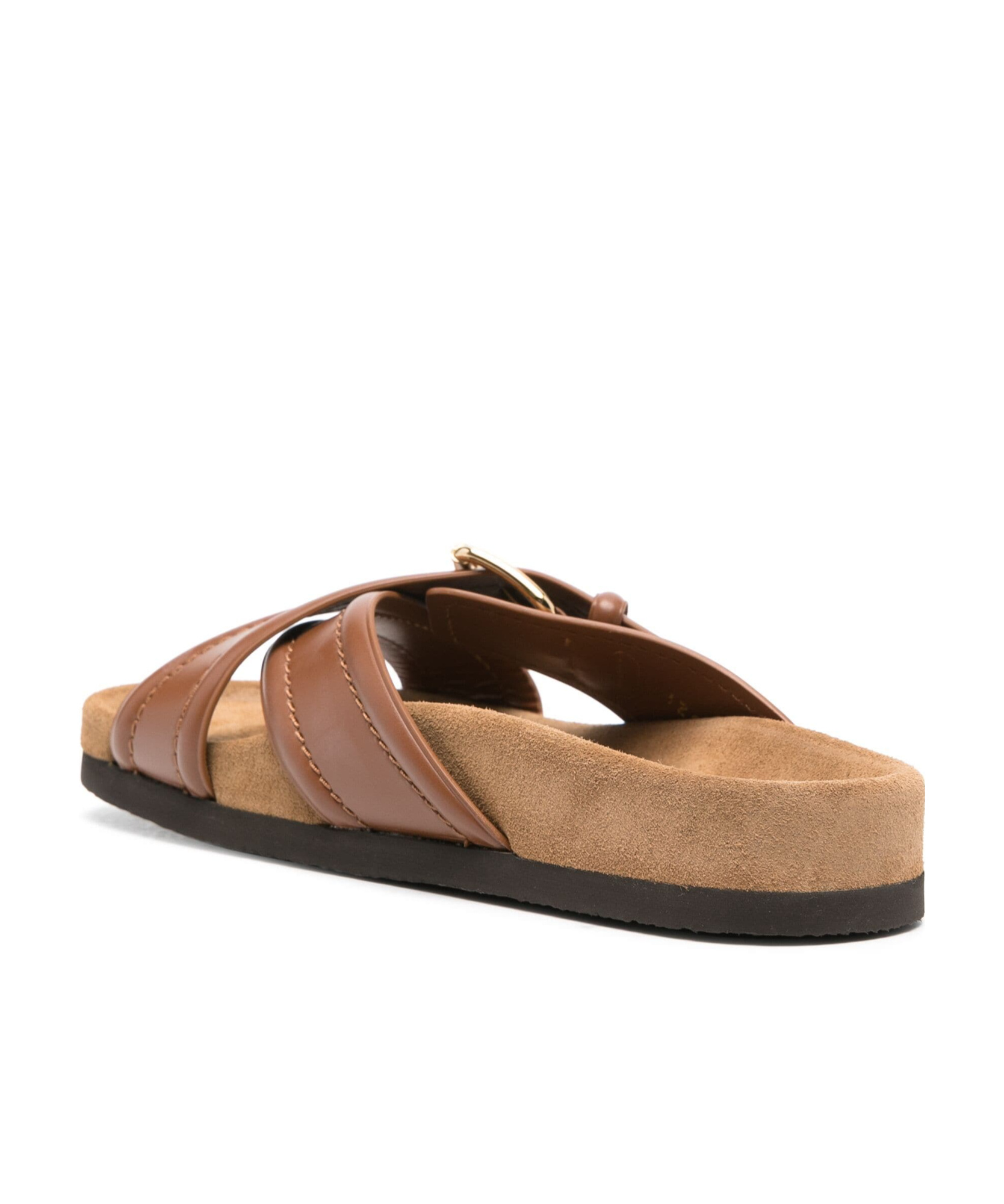 Valentino Vlogo-plaque Leather Slides In Brown