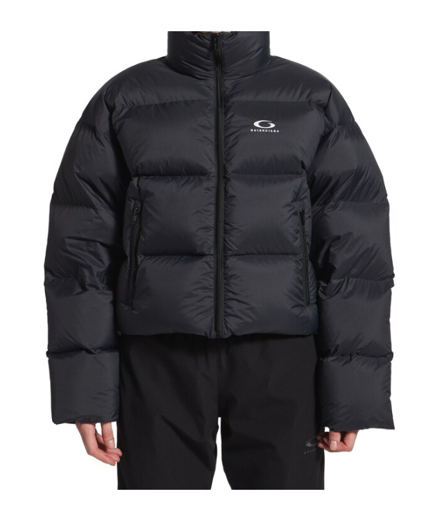 Balenciaga Logo Down Jacket In Black
