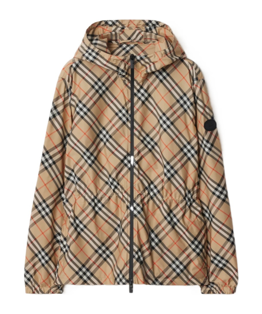 Burberry Checked Hooded Jacket In Sand