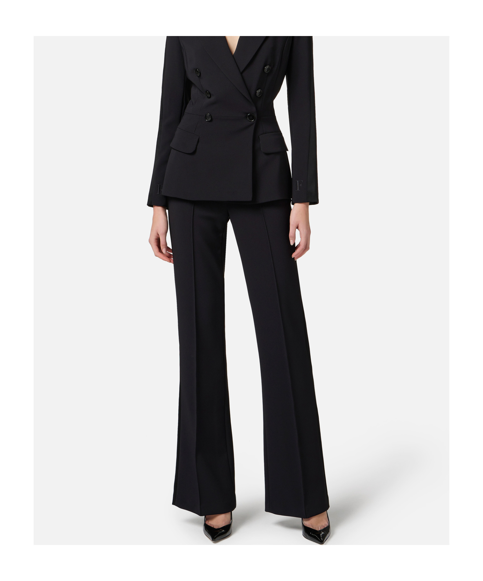 ELISABETTA FRANCHI SATIN-TRIM CREPE TROUSERS