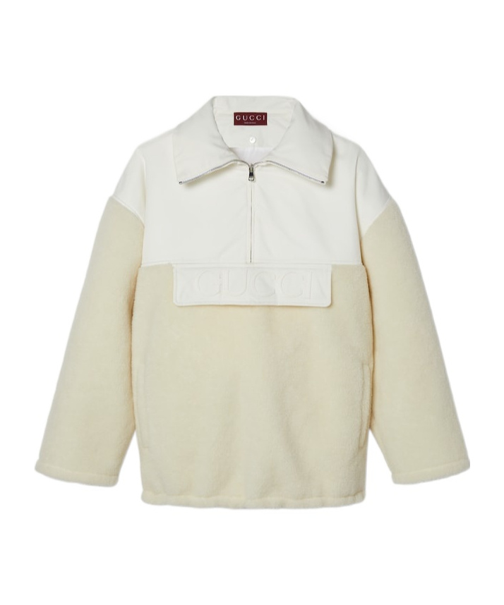 Gucci Wool Fleece Zip Jacket In White