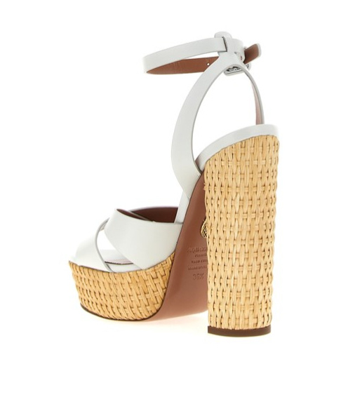 Aquazzura Sunseeker 140 Leather Platform Sandals In Nude