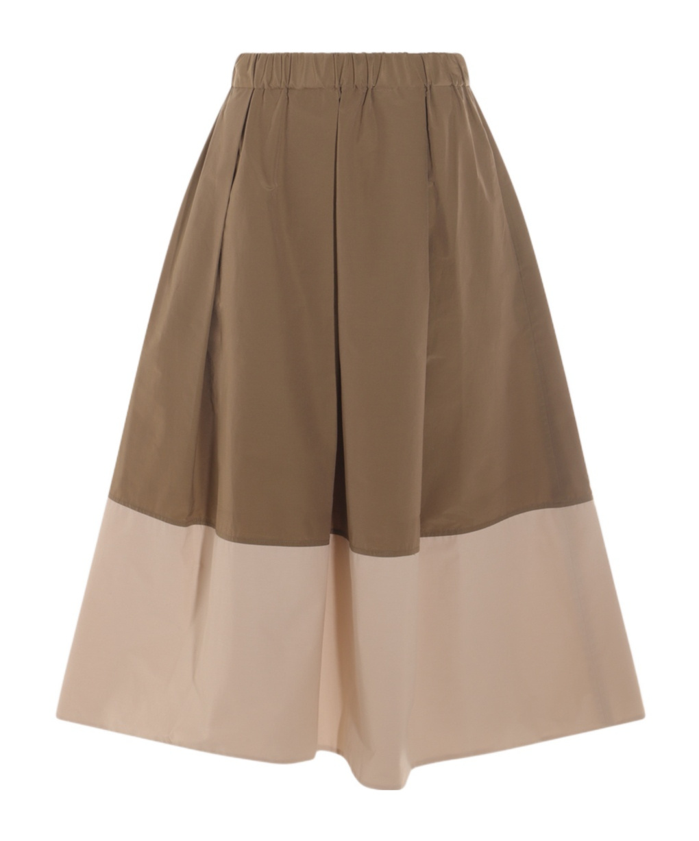 Antonelli Brown And Cream Cotton Skirt