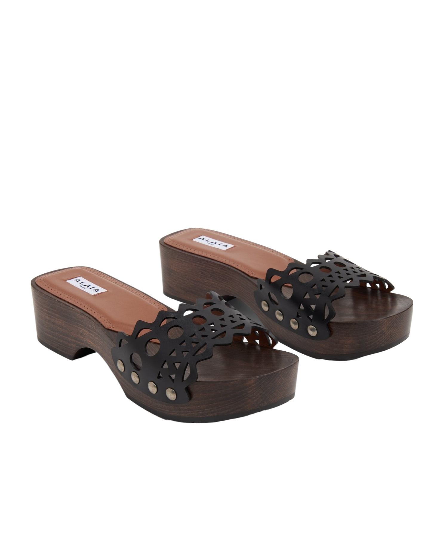 Alaïa Black Wooden Flat Clogs In Black