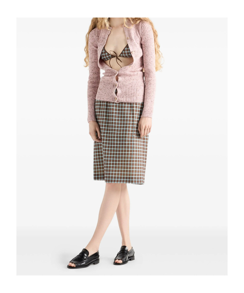 Prada Long-sleeved Cardigan In Gray
