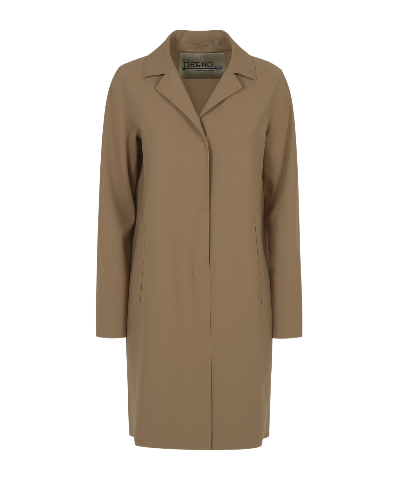 Herno Single-breasted Long-sleeved Coat In Brown