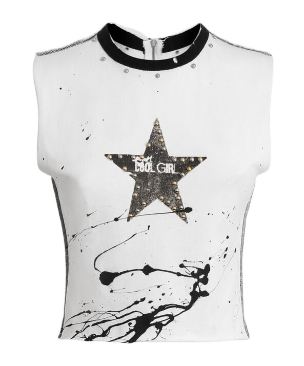 Dolce & Gabbana Star-print Studded Top In White