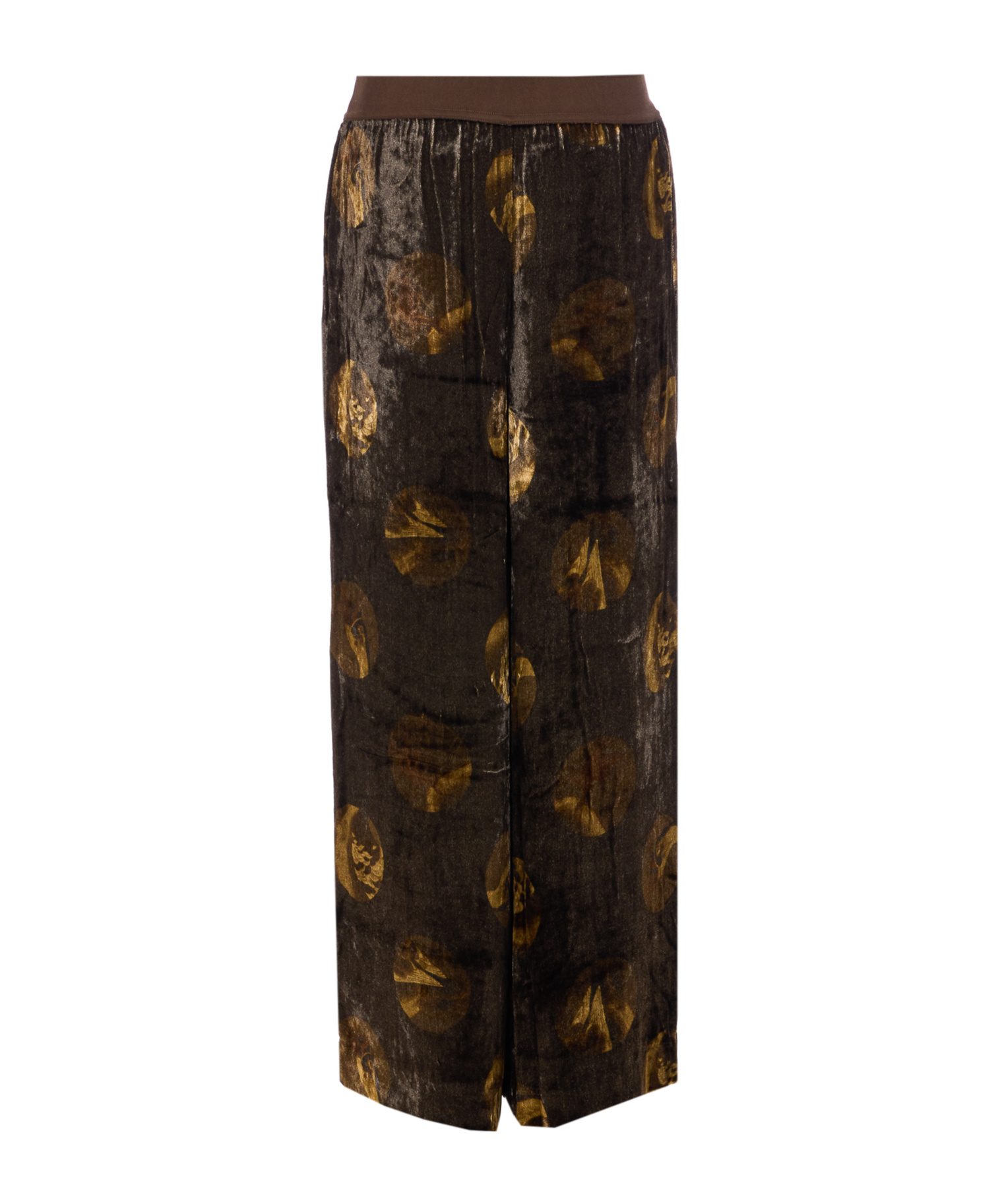 Uma Wang Wide Leg Velvet Trousers With Abstract Print In Brown