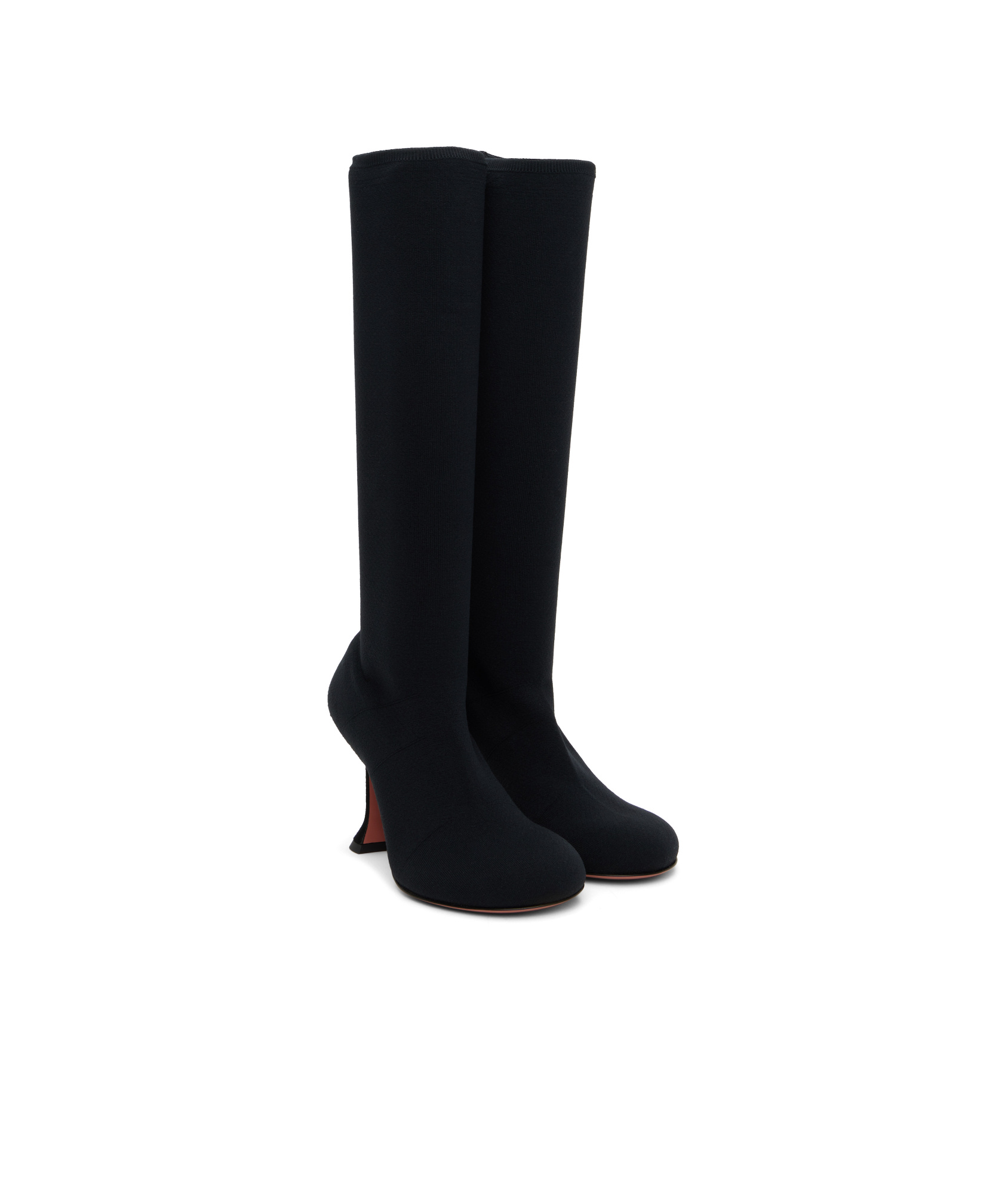 Amina Muaddi Black Veneda Stretch Tall Boots In Black
