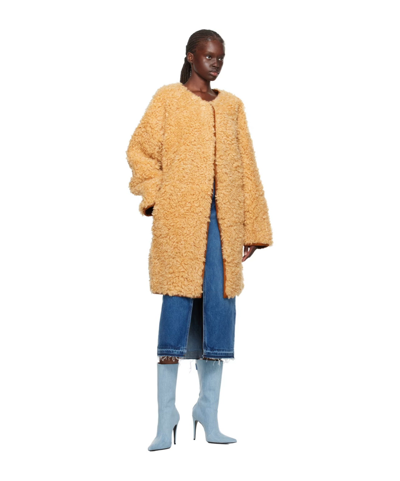 Stand Studio Paola Cashmere Long-sleeved Coat In Orange