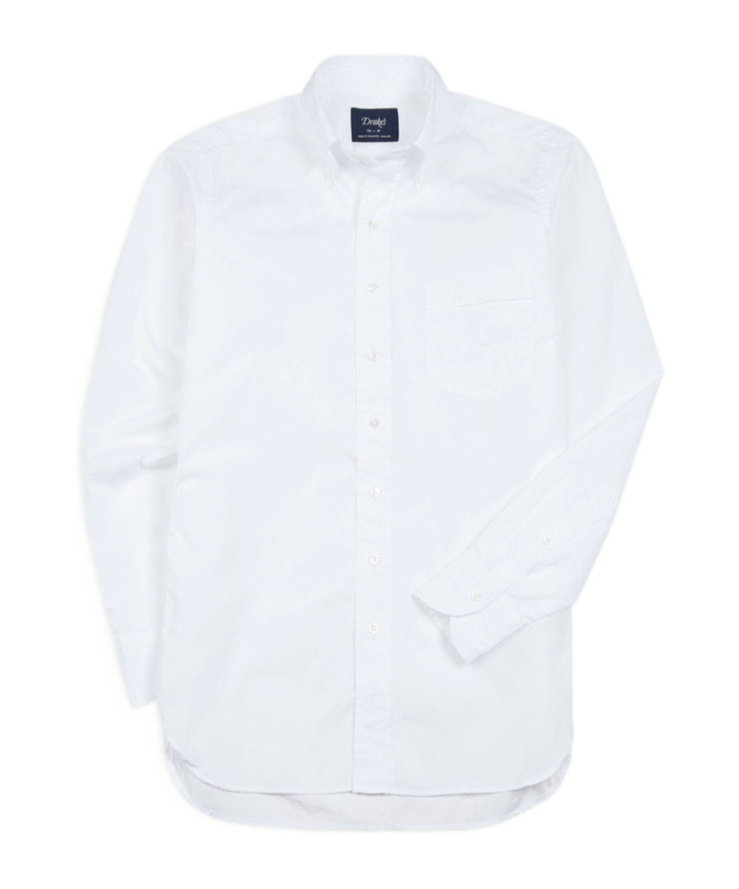 Drake's London Cotton Button Shirt In White