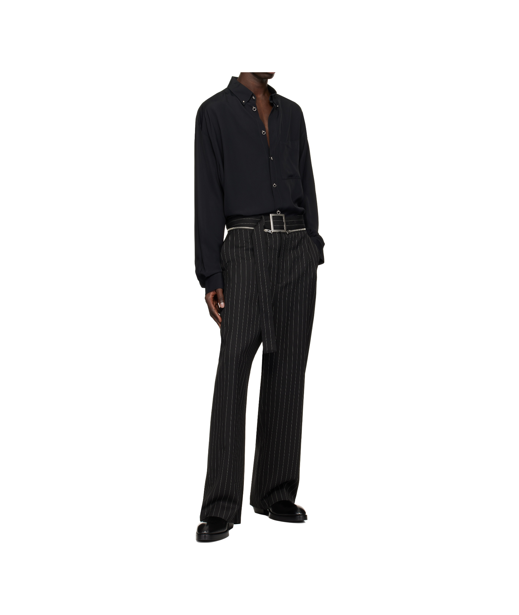 Mugler Button-up Long Sleeve Shirt In Black