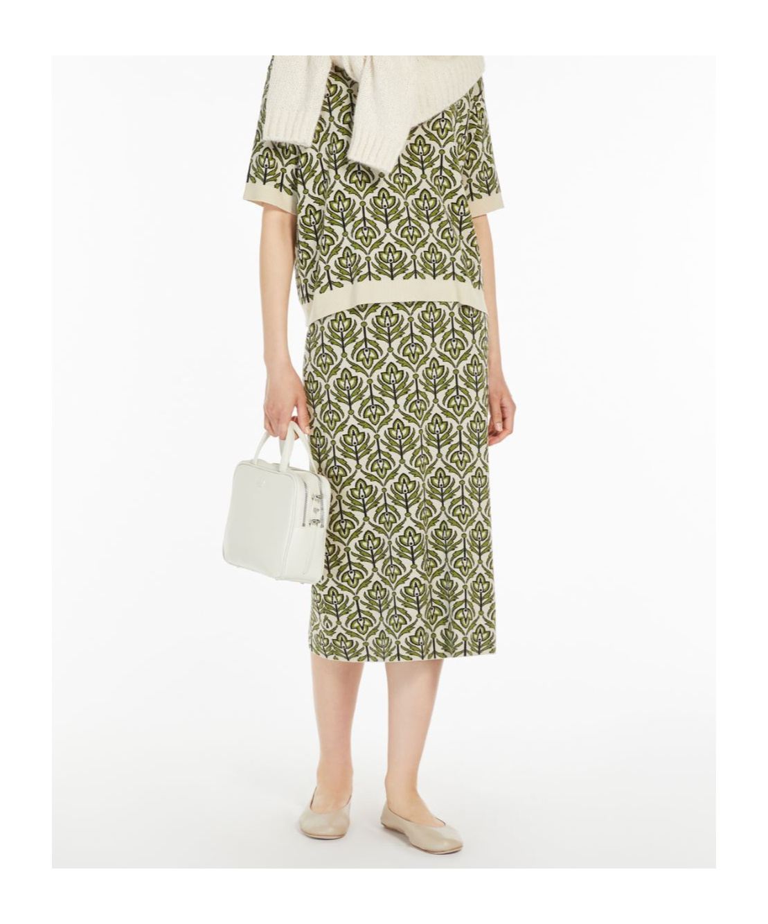 Weekend Max Mara Jacquard Knitted Skirt In Nude