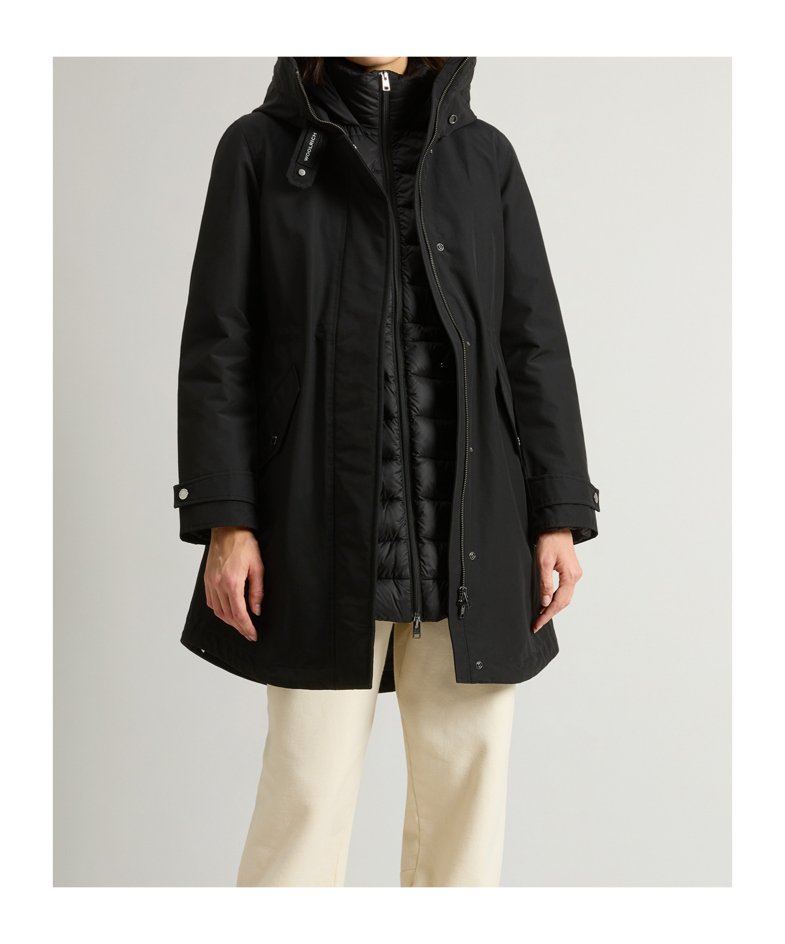 Woolrich Ramar Cloth Three-in-one Parker Coat In Black