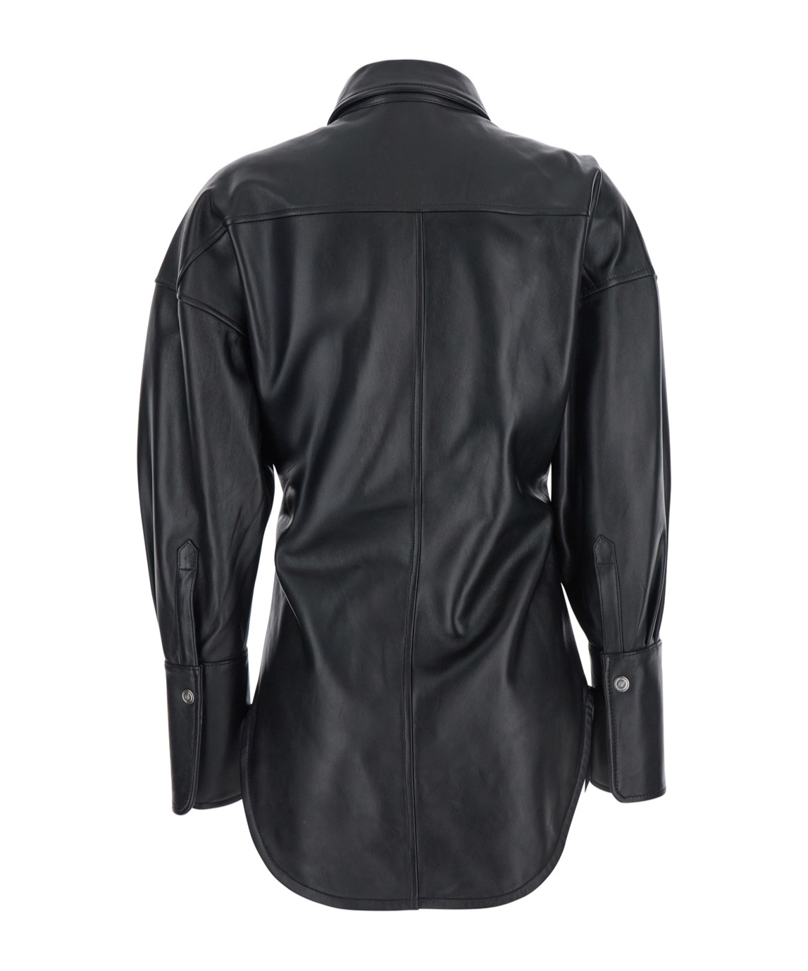 Blumarine Black Shirt With Classic Collar And Waistband In Leather Woman In Black