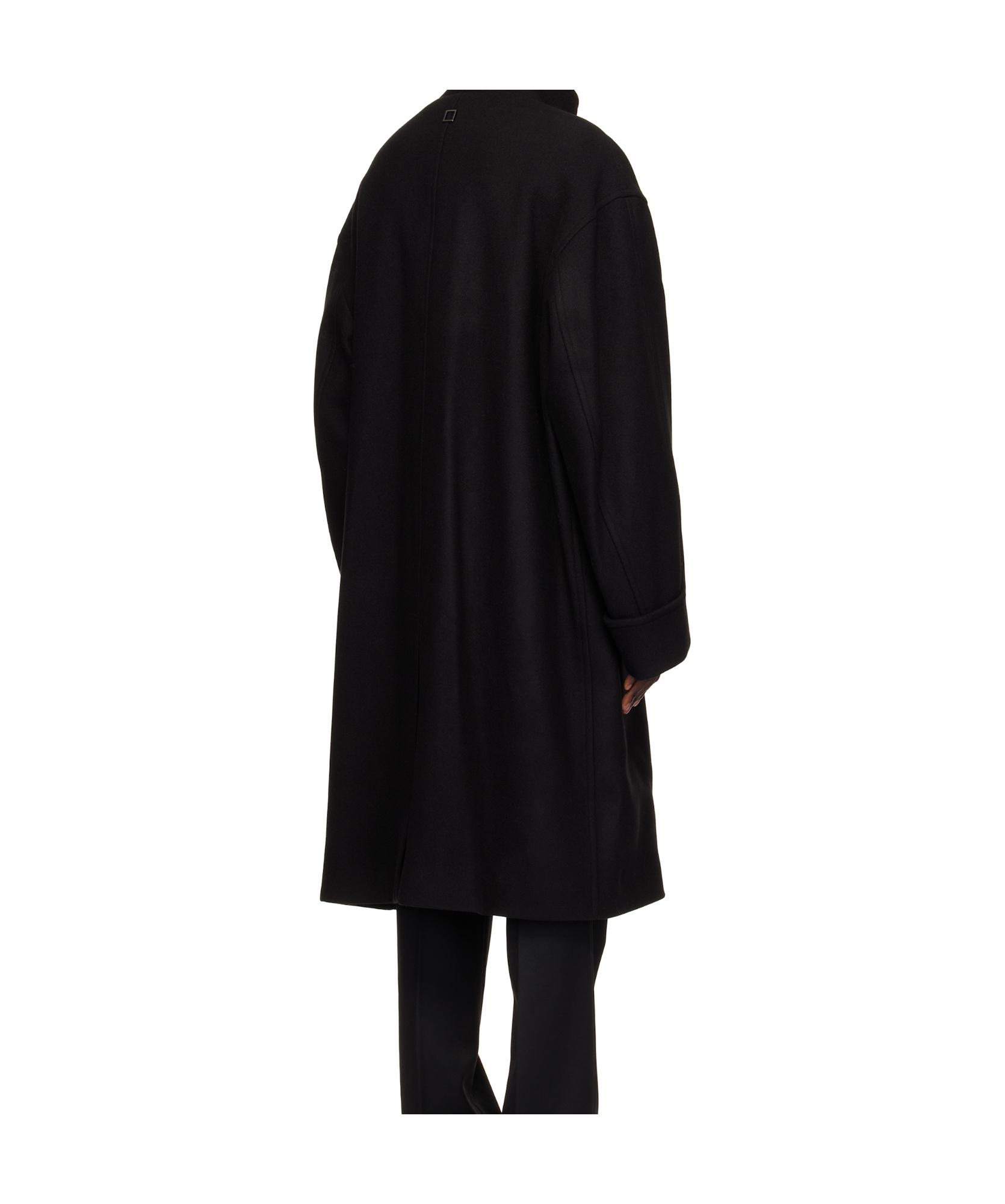 Wooyoungmi Black Wool Blend High Neck Coat In Black
