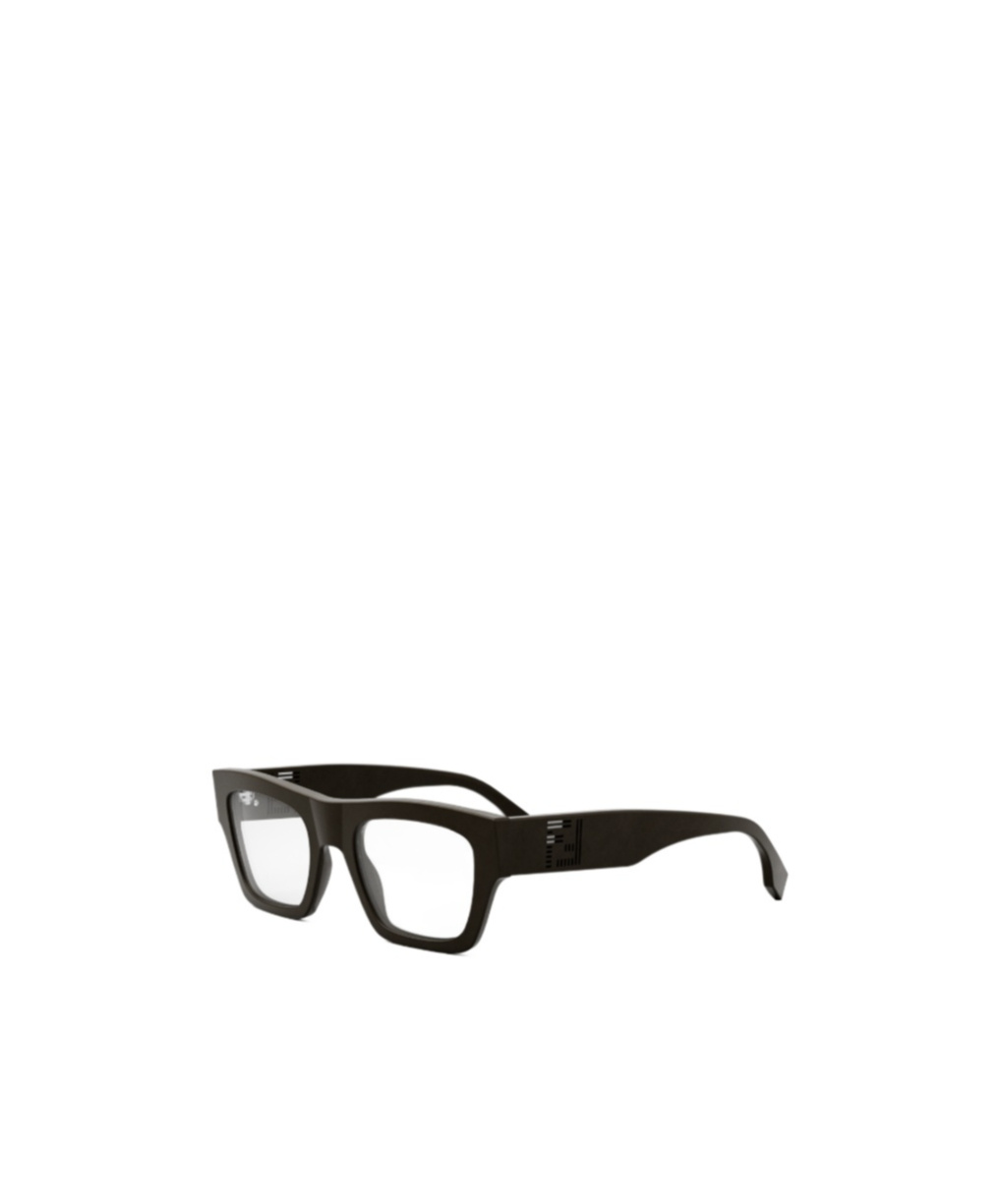 Fendi Logo-debossed Square-frame Glasses In Black