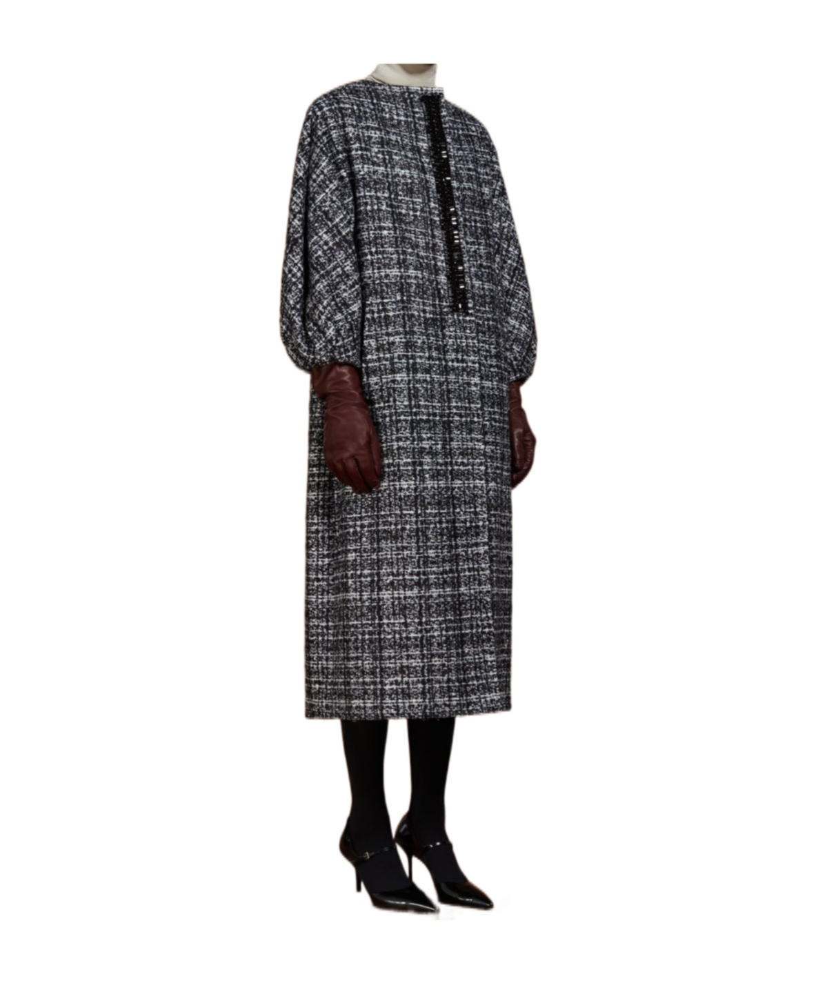 Max Mara Silk, Mohair And Wool Tweed Cardigan Coat In Black