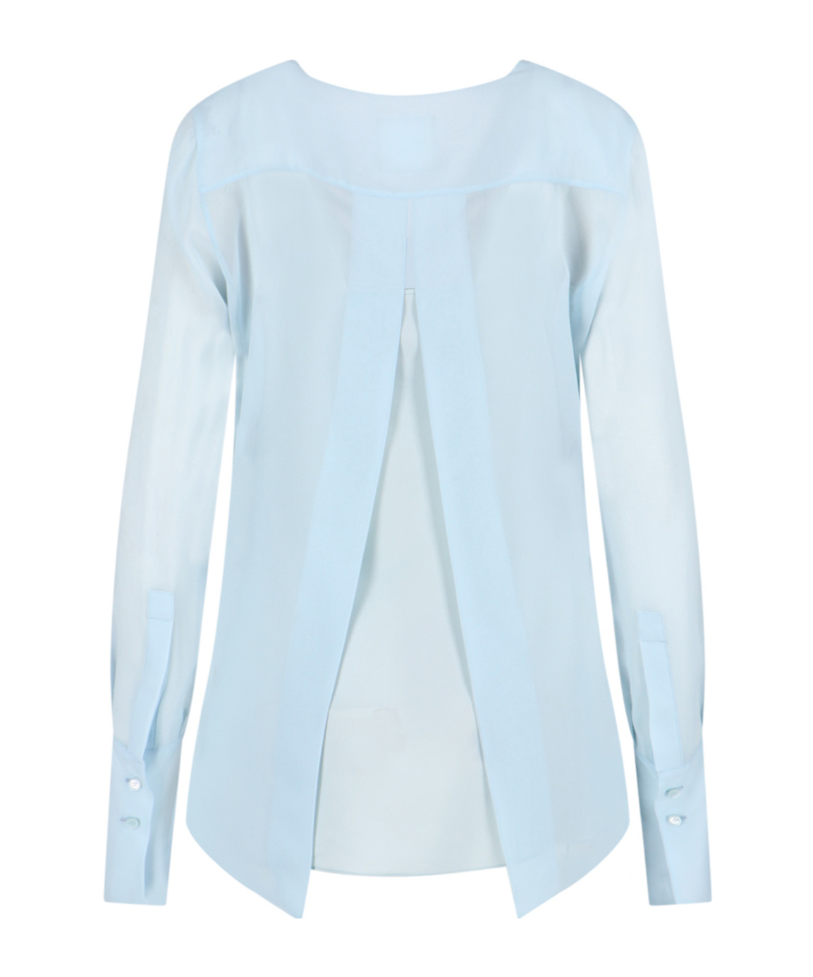 Givenchy Light Blue Silk Blouse With Back Slit In Blue