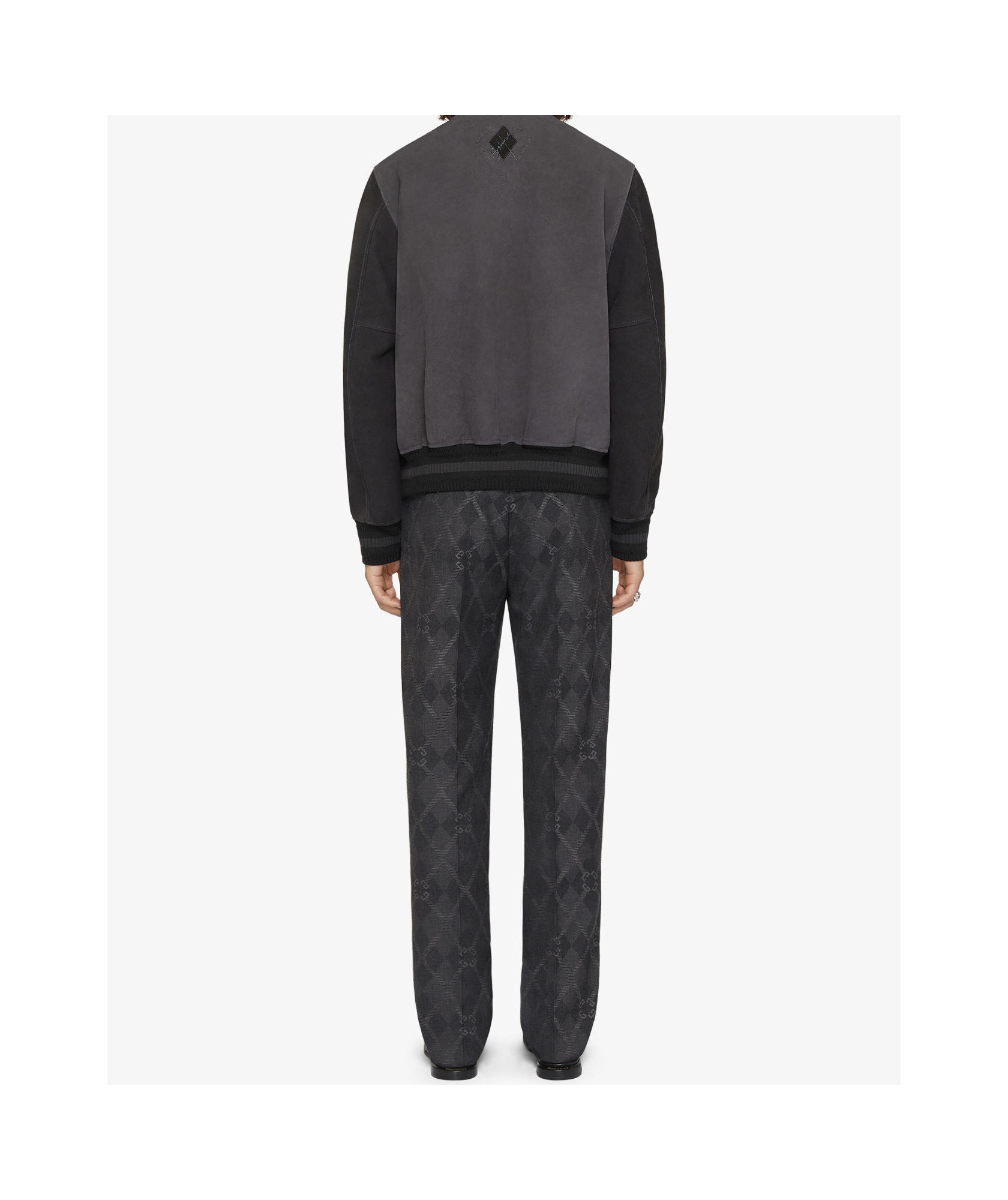 GIVENCHY VARSITY JACKET IN GRAINED LEATHER WITH ARGYLE PATTERN