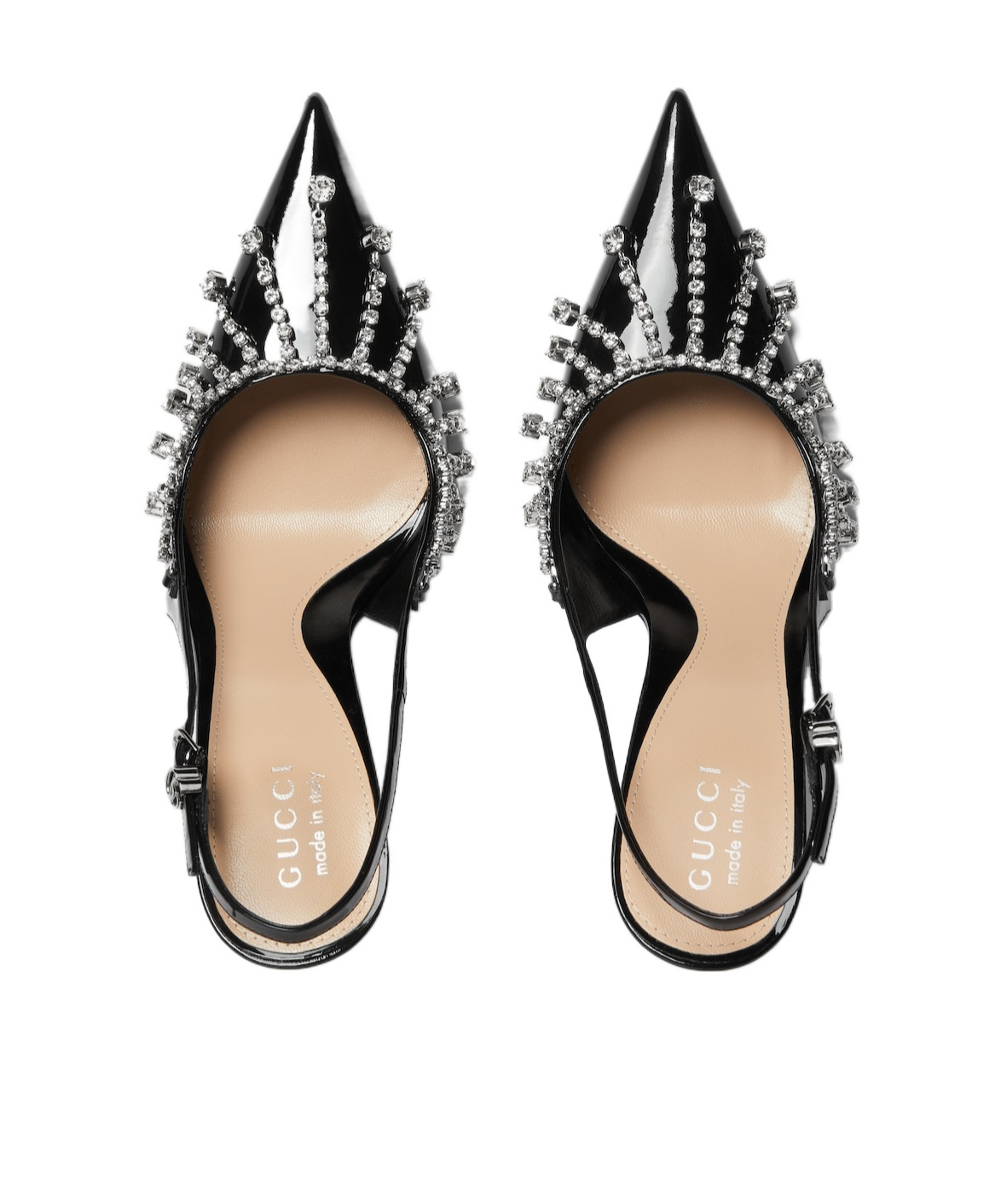 Shop Gucci Women's Pump With Crystal Chain In Black
