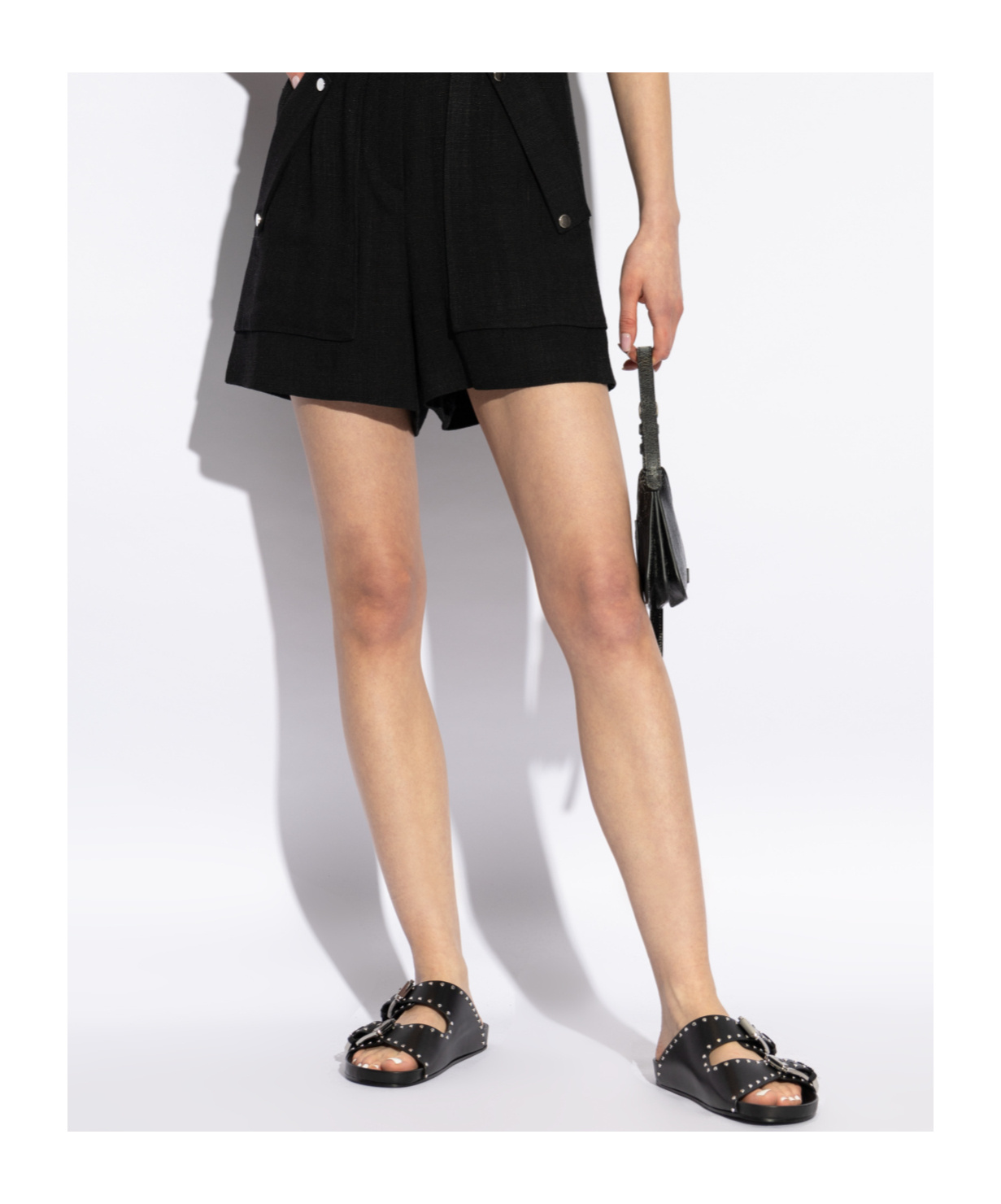 Iro Billie Flats In Black Leather In Black
