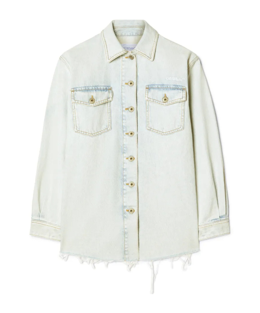 Off-white White Denim Fresco Arrow Shirt Jacket In White