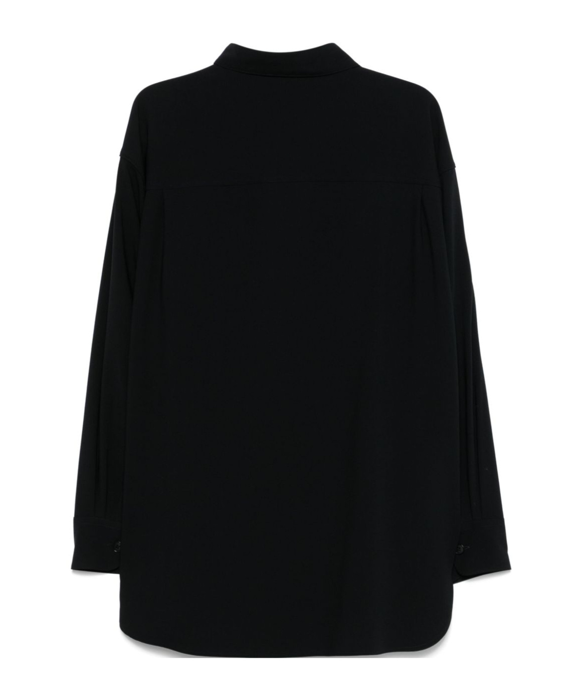Giorgio Armani Midnight Blue Cotton Shirt With Classic Collar In Black