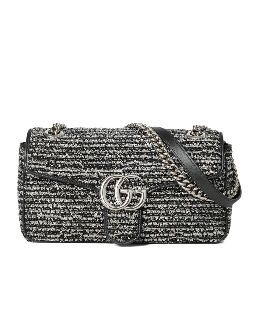 Gucci Gg Marmont Small Shoulder Backpack In Gray