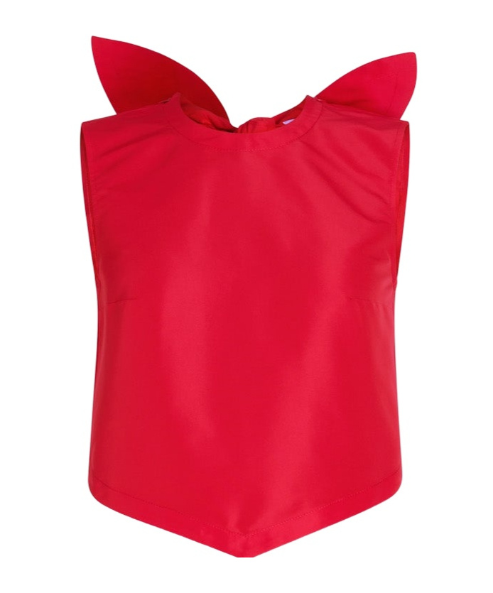 Patou Bow-detail Open-back Faille Crop Top In Red