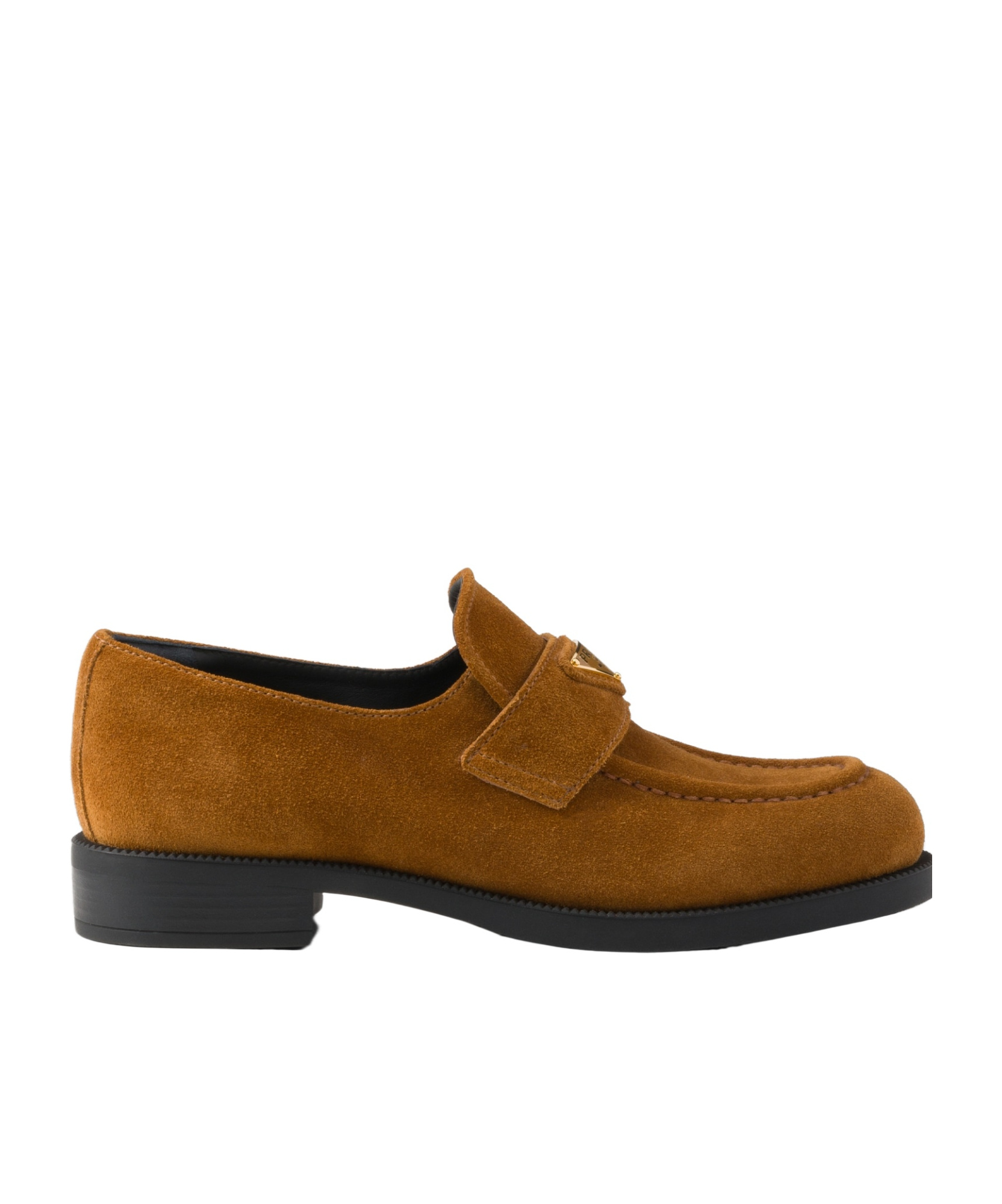 Prada Buckle Detail Round Toe Suede Loafers In Animal Print