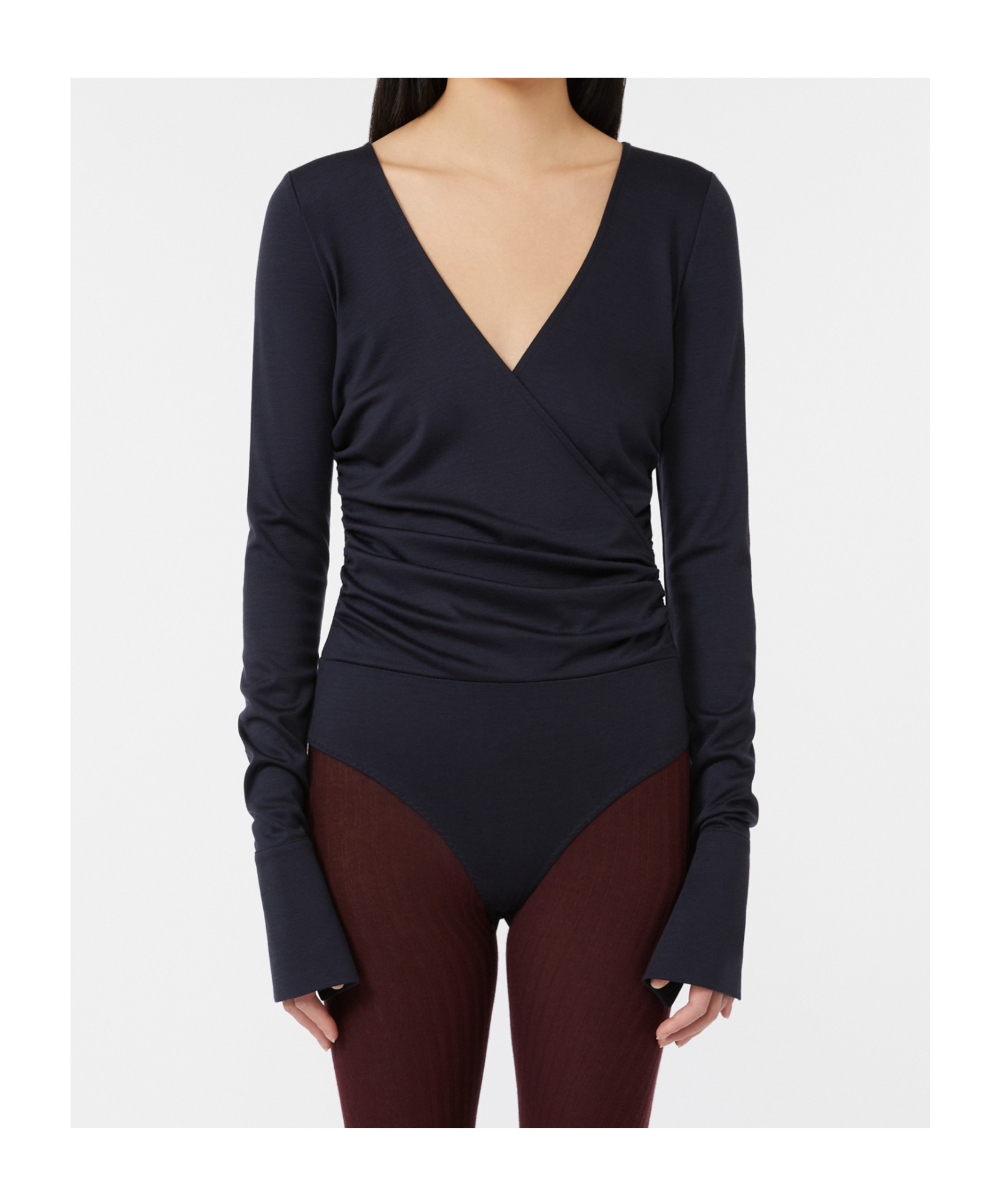Max Mara Wool Jersey Bodysuit In Blue