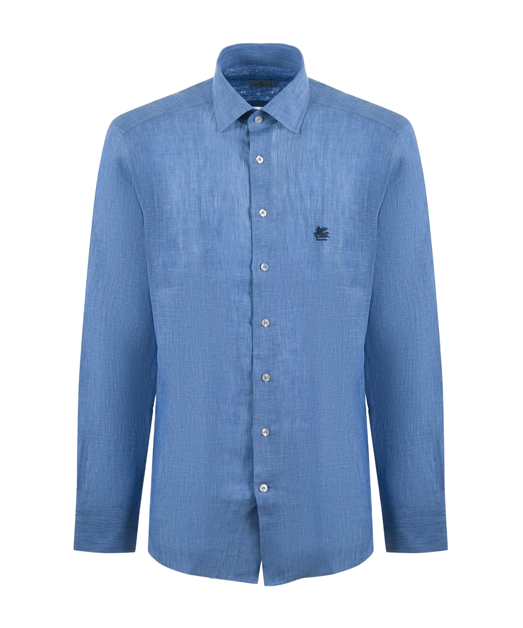 Etro Pegaso-embroidered Long-sleeved Shirt In Blue