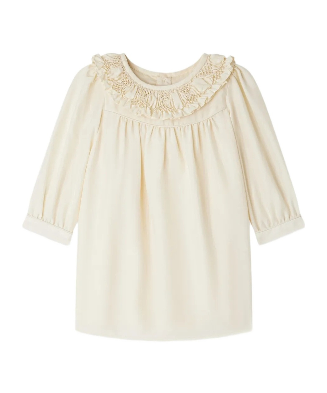 Bonpoint Ruffled Collar Silk Dress In White