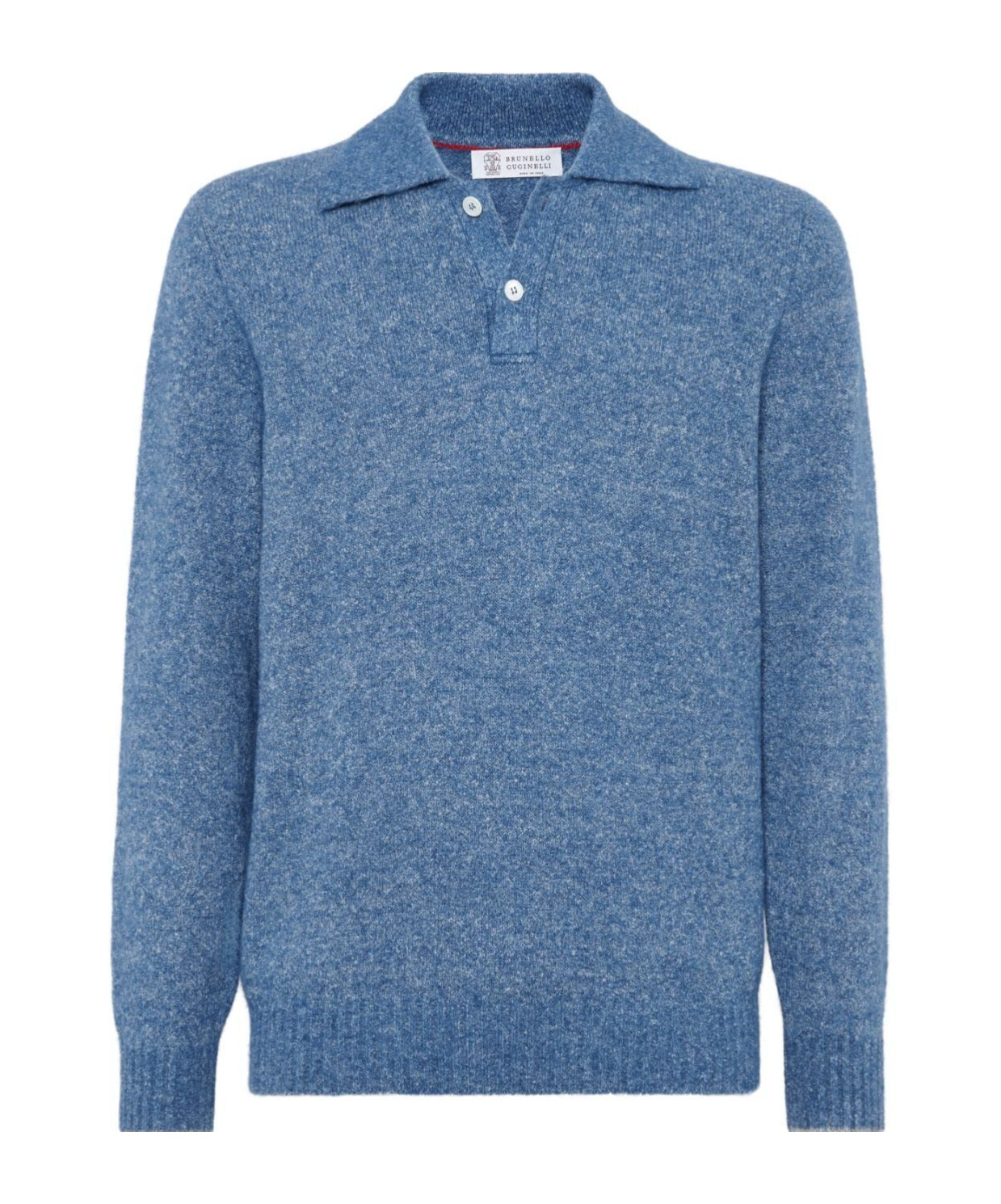 Brunello Cucinelli Alpeca-blend Flecked Polo Sweater In Blue