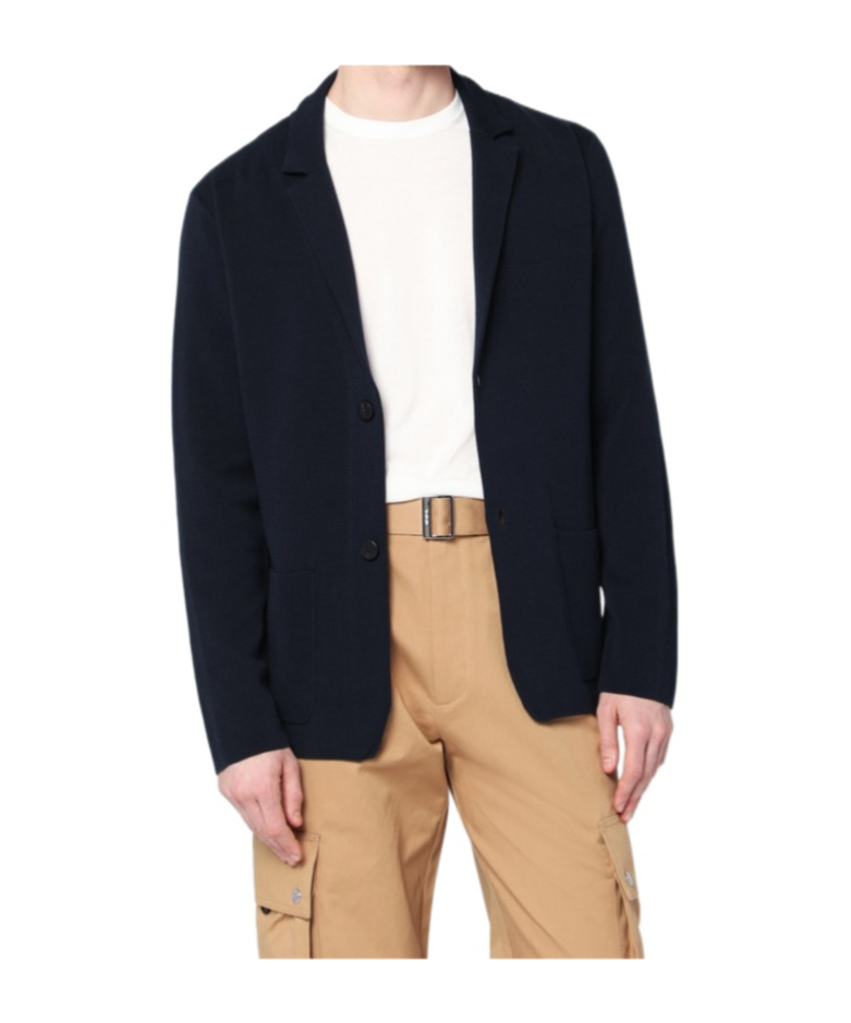 Roberto Collina Cotton Jacket Cardigan Back Vent In Blue