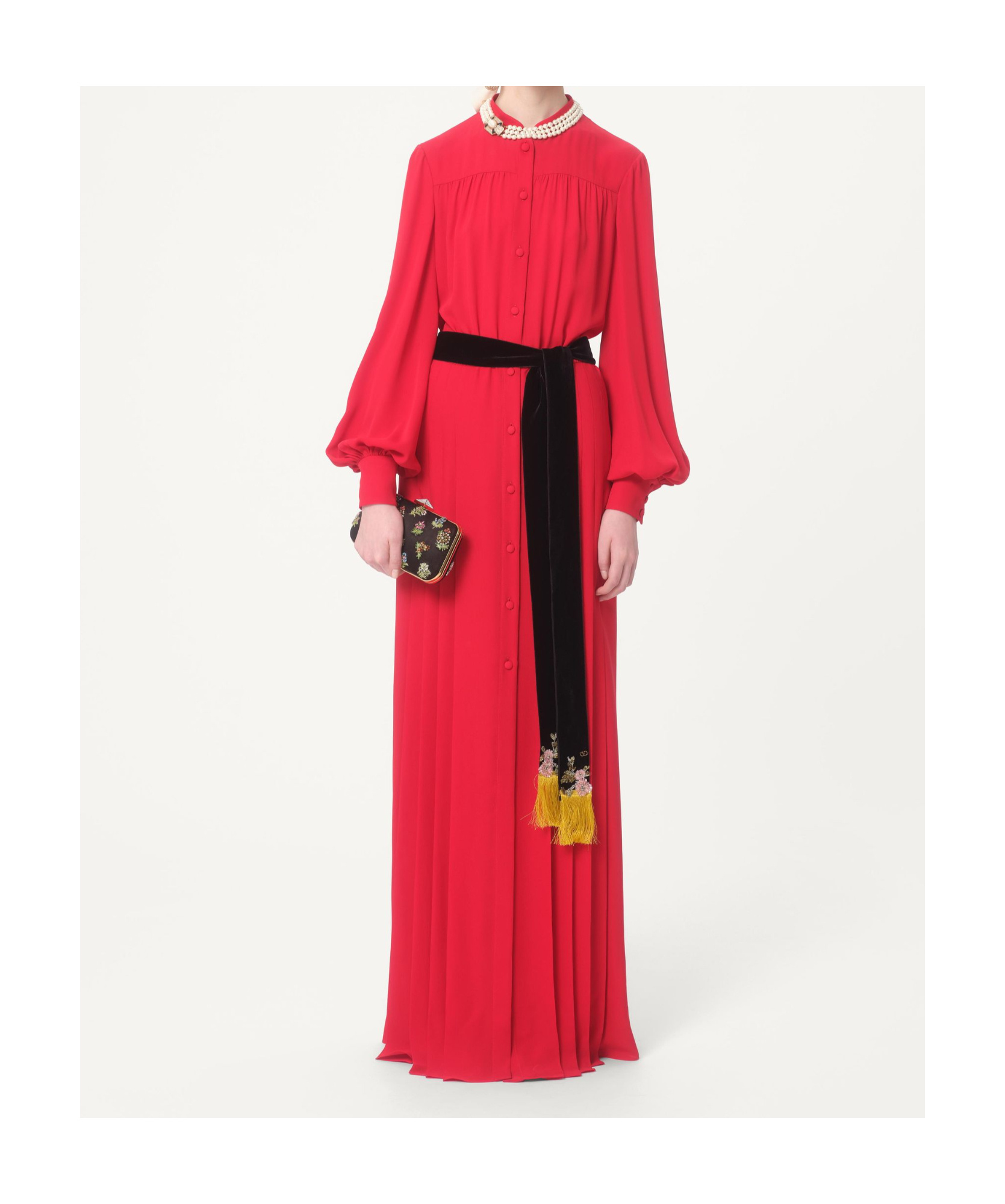 Valentino Silk Georgette Gown In Red