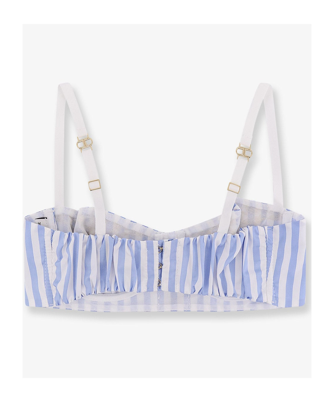 Elisabetta Franchi Floral Embroidered Poplin Bra In Blue