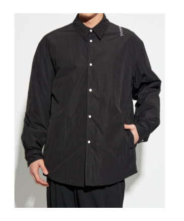 Marni Padded Overshirt With Embroidered Logo In Black