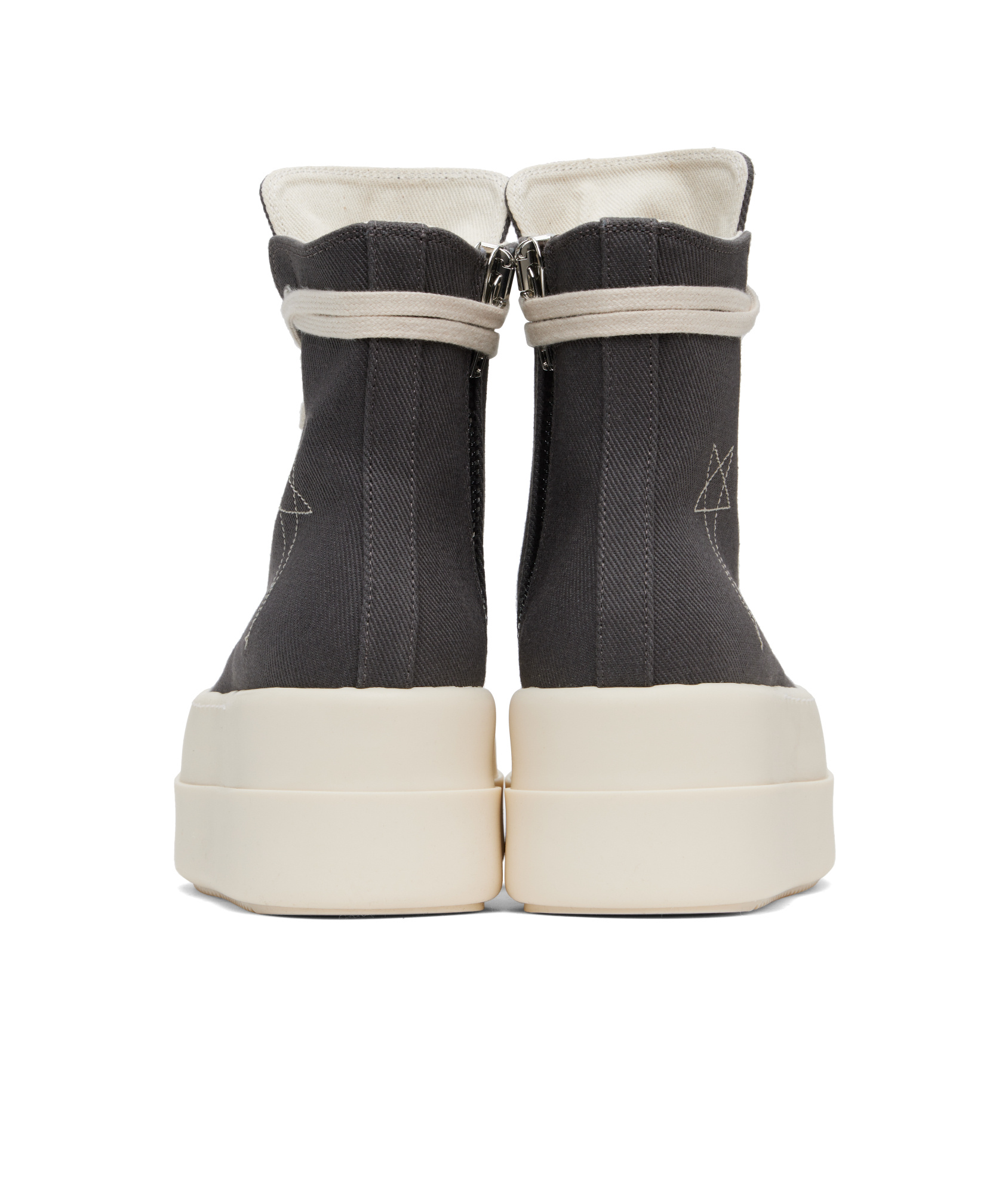 Rick Owens Drkshdw Round Toe High Top Casual Shoes In White