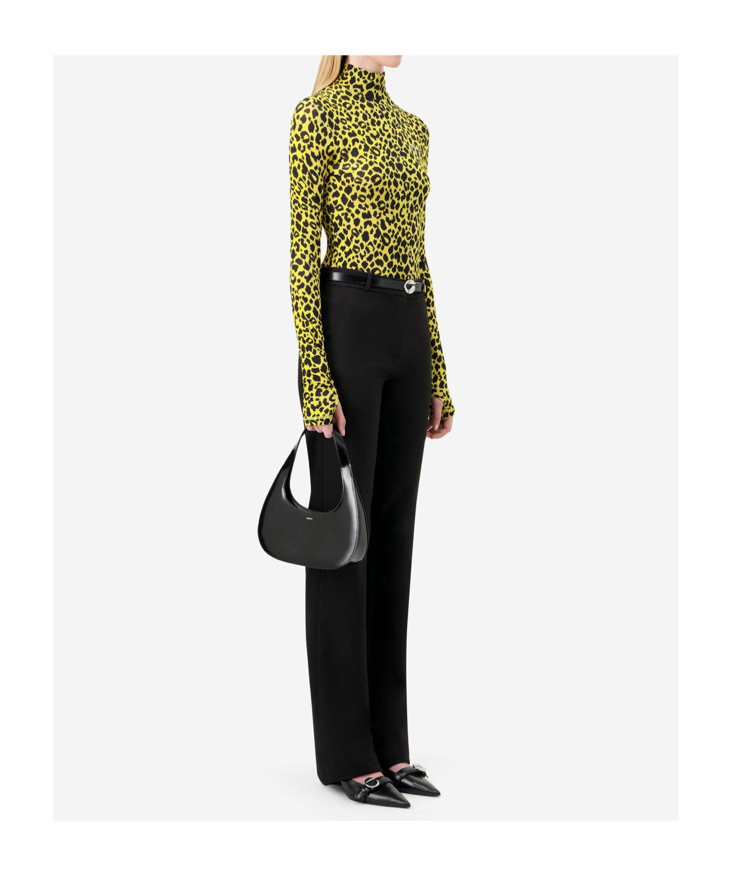 Coperni Leopard Print Turtleneck Sweater In Green
